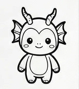 a drawing of a little dragon with a big nose.webp